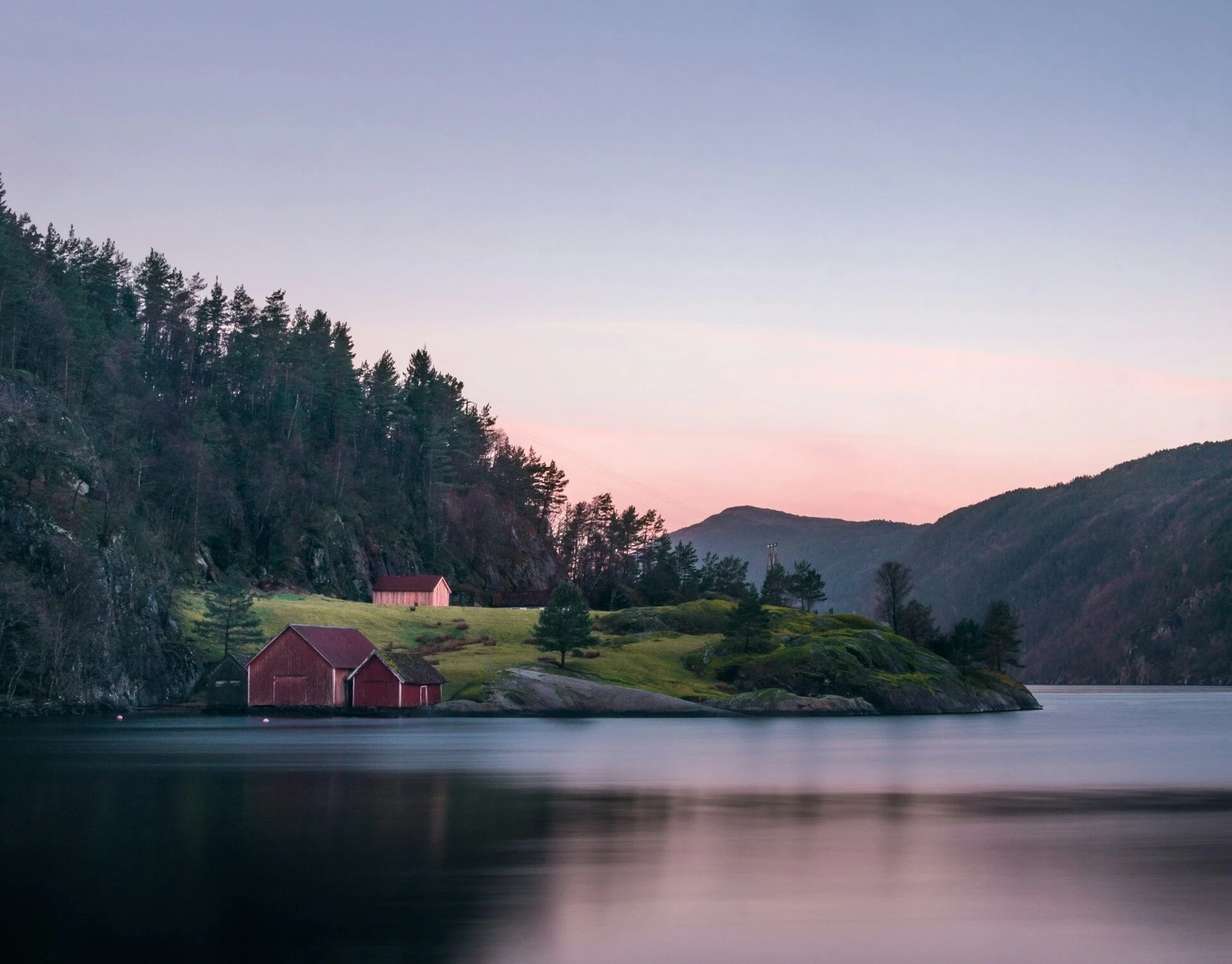 Norwegian fjord landscape with mountains and water
